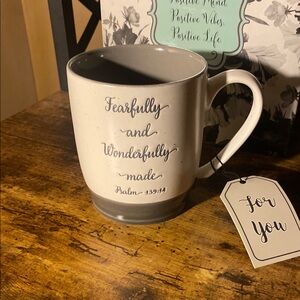 Gray Ceramic Coffee Mug with Script Design
